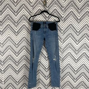 Women Citizens of Humanity Blue Distressed Racer Skinny Maternity Jeans Sz 25
